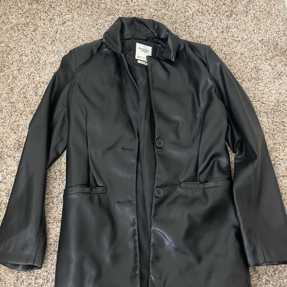 Abercrombie & Fitch Black Leather Jacket Classic Design